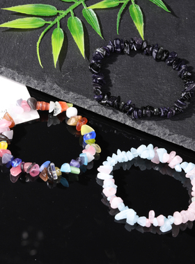 天然绿色系蓝色系碎石玛瑙水晶串