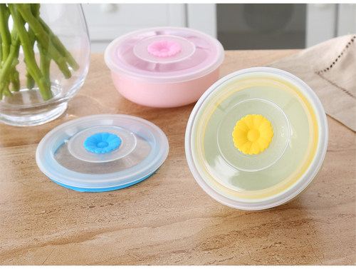 彩色食品级保鲜碗盖密封盖微波炉盖冰箱PP塑料透明饭盒硅胶盖子 - 图2