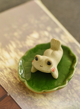 可爱禅意青蛙摆件陶瓷不褪色