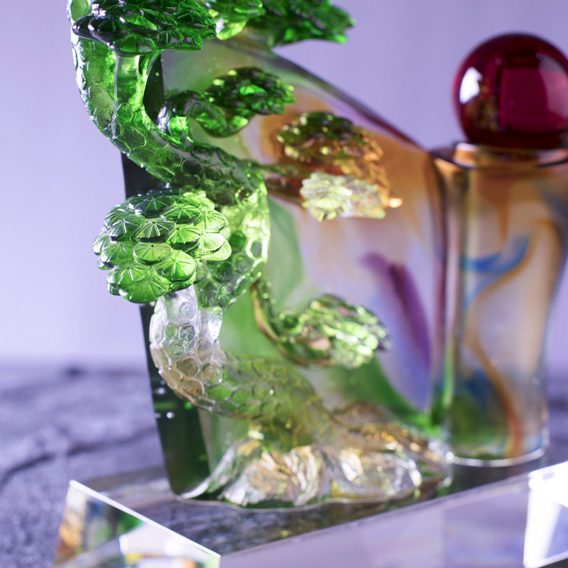 琉璃常青树工艺品基业中国特色礼品送老外招财手工摆件家居饰品