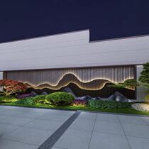 Custom Stainless Steel Screen Outdoor Courtyard Inn Courtyard Hotel Lobby Xuanguan Grille Metal Septing Fake Breaking Mountain Background Wall