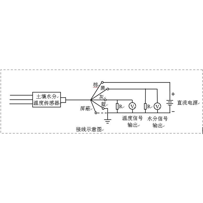 土壤水分温度传感器,土壤温湿度传感器,量程0-50%,0-2V输出-图3