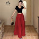 Gagaopt long skirt A-line high waist skirt