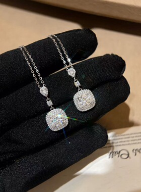 莫桑项链设计感方糖方牌925纯银套链送女友闺蜜银项链生日礼物