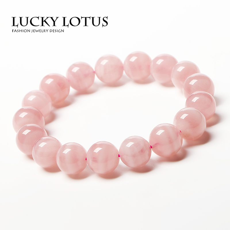 LUCKYLOTUS珠宝老坑料天然马达加斯加粉晶手链马粉水晶手串女包邮-图1