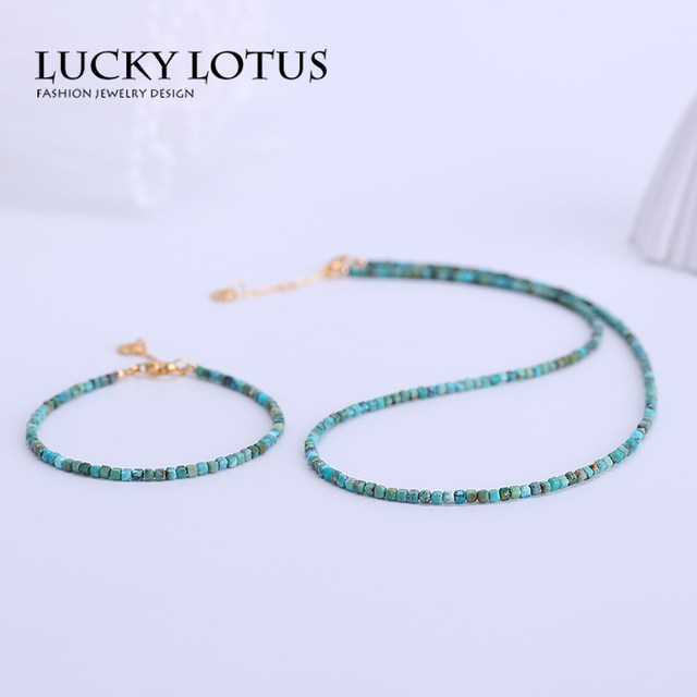 Sugar cube natural Hubei turquoise women's bracelet necklace