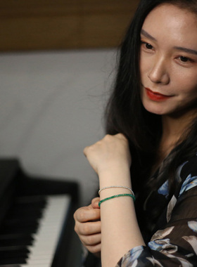 潋川丨再生祖母绿925双圈手链