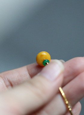 蜜蜡细手镯手链入锦蜜蜡9k金