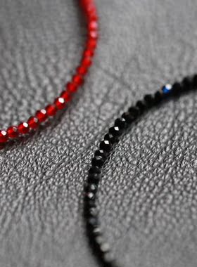 情侣款2mm刻面细小珠子9k金手链