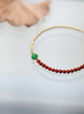 南红玛瑙本命年金珠细手链