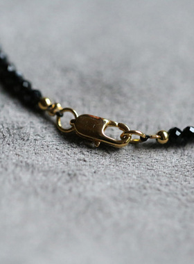 焰火刻面黑曜石9k金珠设计款手链