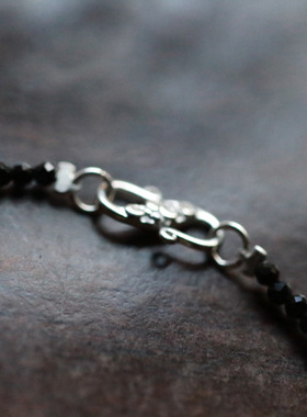 入锦中性纯银黑曜石极简风细手链