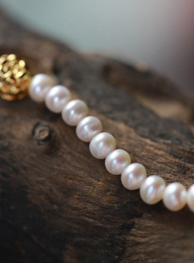 弥香丨设计款古典珍珠手链 六月生辰石