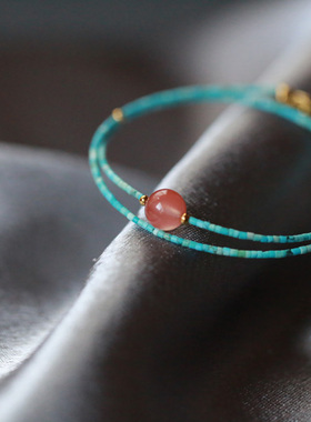 常仪原矿樱桃红极细九月生辰手链