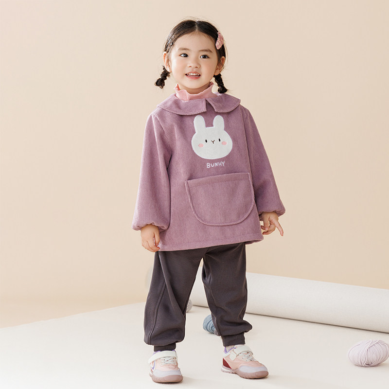 Autumn and winter baby corduroy cute down jacket cover-up