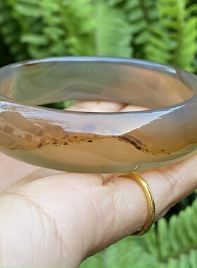 无烧冰透蜜糖红风景镯玛瑙手镯女