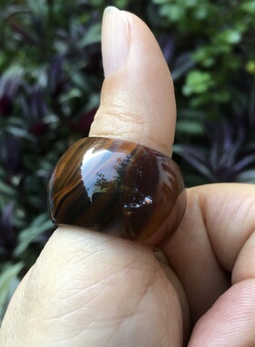 原矿无烧玛瑙扳指戒指复古宫廷