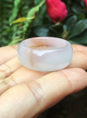 天然水草玛瑙戒指宽版指环百搭