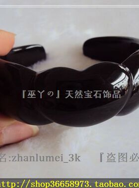 现货黑玛瑙手镯半宝石爱心女款