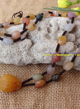 阿拉善多彩糖心玛瑙毛衣项链女