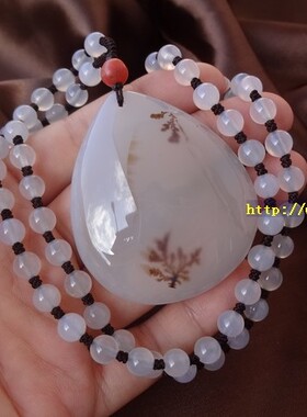 无烧海洋玉髓水草花吊坠民族风女