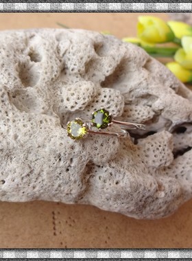 现货纯银镶天然绿碧玺戒指指环女