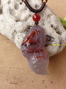 复古天然无烧灰紫玉髓花生龙吊坠