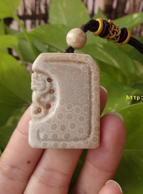 天然珊瑚玉满花菊花石貔貅吊坠女