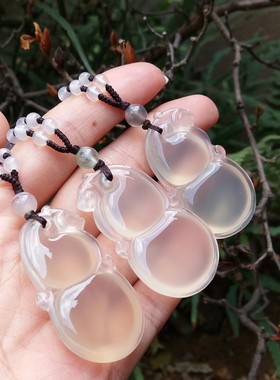 马料纯天然无烧白冰葫芦吊坠项链