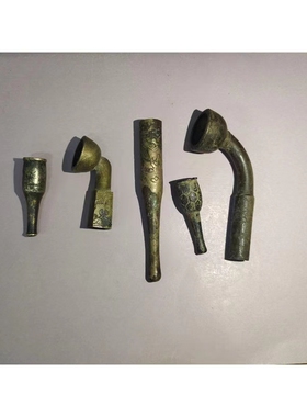 清代铜烟锅烟嘴真品古玩明清民俗收藏錾刻镶嵌工艺文玩把玩