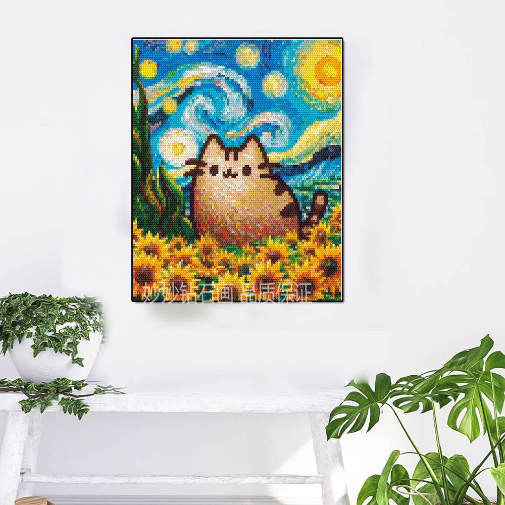 治愈系梵高星空猫咪钻石画十字绣向日葵成人5diy手工砖石2026新款,淘宝优惠券,粉丝福利购,淘宝优惠卷