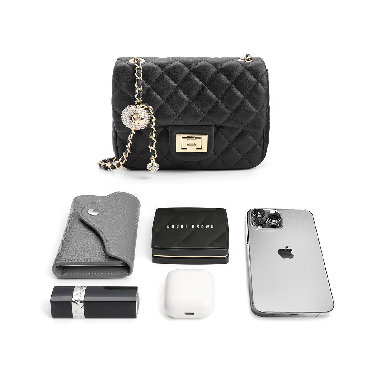 百丽2022女新款小香风粉色高斜挎包 BELLE百丽箱包女士包袋