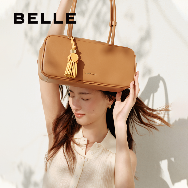 百丽包女2025秋季新品时髦复古通勤保龄球包单肩波士顿包BL838CX5,淘宝优惠券,粉丝福利购,淘宝优惠卷