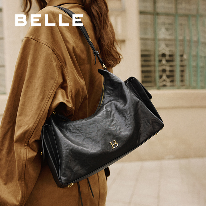 百丽女包2025新款时光植鞣吐司包商场同款单肩斜挎腋下包X7432CX5 - 图0