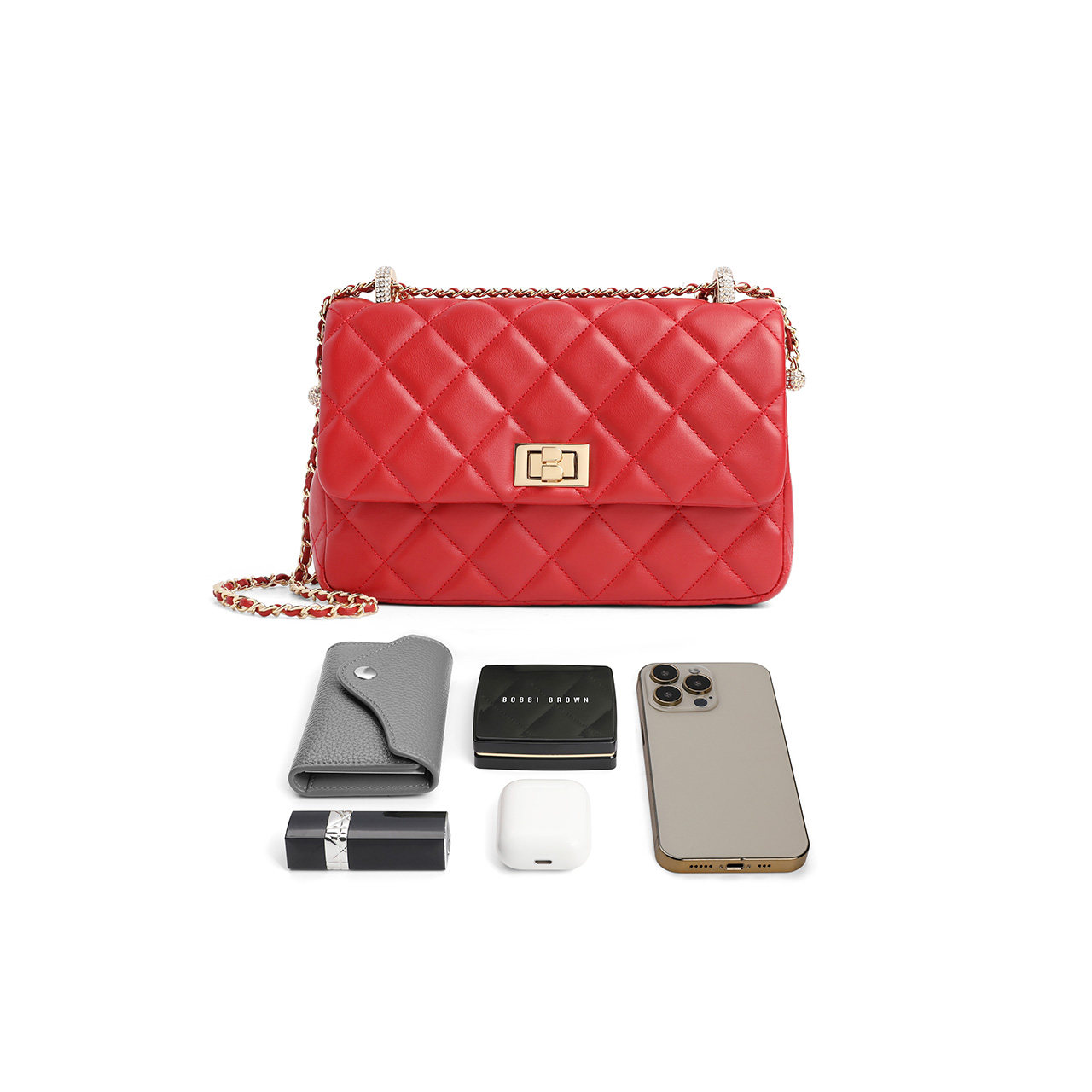 百丽菱格2022春新商场同款女小方包 BELLE百丽箱包小方包