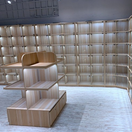 手办摆件玻璃柜吧唧木制透明组合格子柜带门灯香港格仔店铺展示柜 - 图3