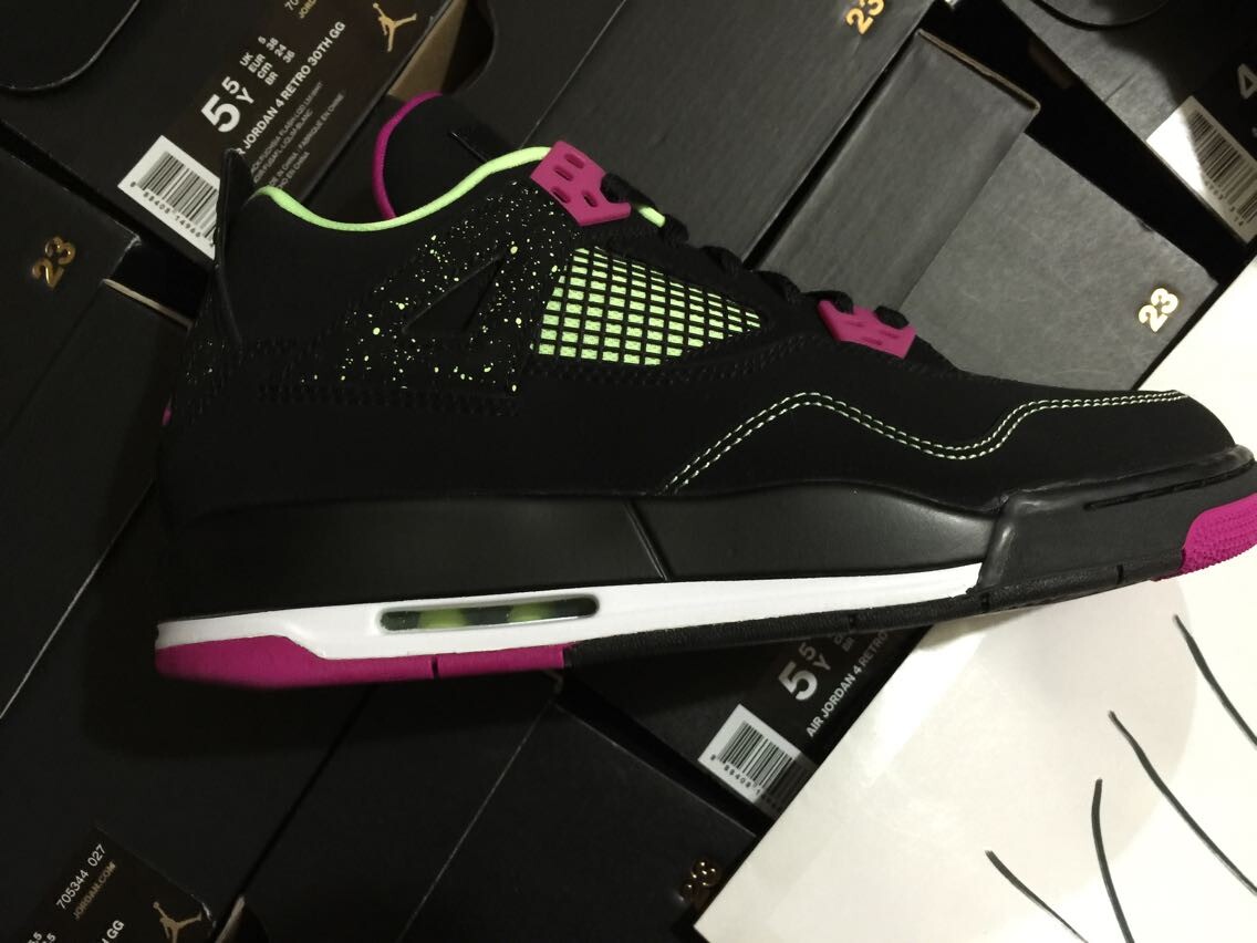 aj4 黑紫 黑粉 gs 女鞋 30th Air jordan4 705344-027 - 图1