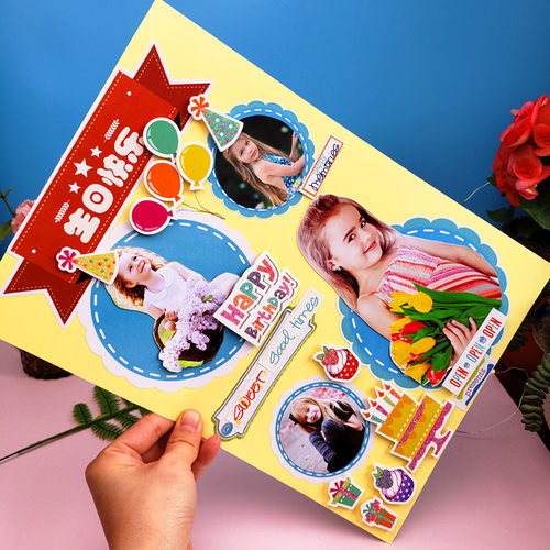 生日蛋糕贴画 立体生日快乐贴纸  礼物小贴画birthday stickers - 图2