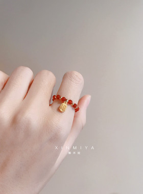 馨米娅原创本命年红玛瑙串珠戒指