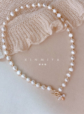 馨米娅天然淡水珍珠项链女锁骨链