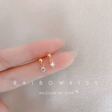 Маленькие невидимые серьги с цирконом, простой и элегантный дизайн, 14 карат, серебро 925 пробы
