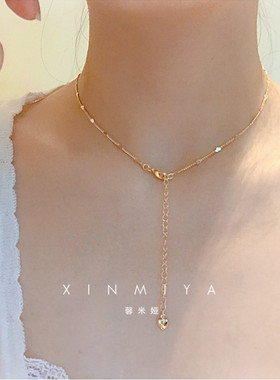馨米娅铜镀真金爱心满天星项链女