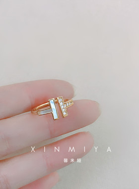 馨米娅纯铜电镀真金日韩锆石戒指