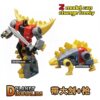 Steel small scale Tyrannosaurus sword wing Triceratops deformation model cable lock robot King Kong children's animation toy