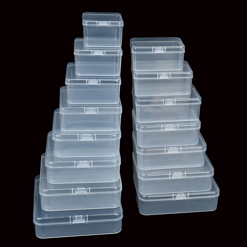 透明PP塑料盒加高方形带盖收纳盒元件配件包装盒五金零件盒多尺寸