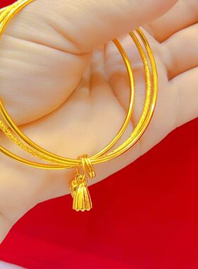 两世欢古法镀金手镯不掉色