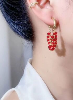 思慕琦气质合金女亚克力串珠耳环