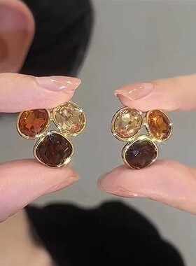 思慕琦气质合金女水钻几何耳环