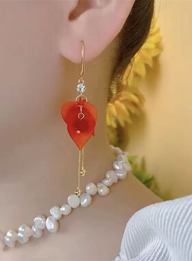 思慕琦气质合金女电镀花瓣耳环