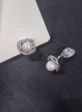 思慕琦无耳洞珍珠微镶钻耳夹